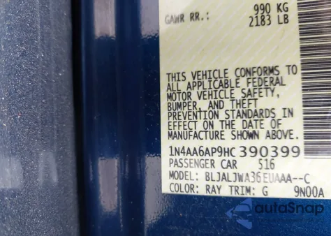 2017 Nissan Maxima 3.5 Sv z USA, uszkodzony, nr VIN 1N4AA6AP9HC390399